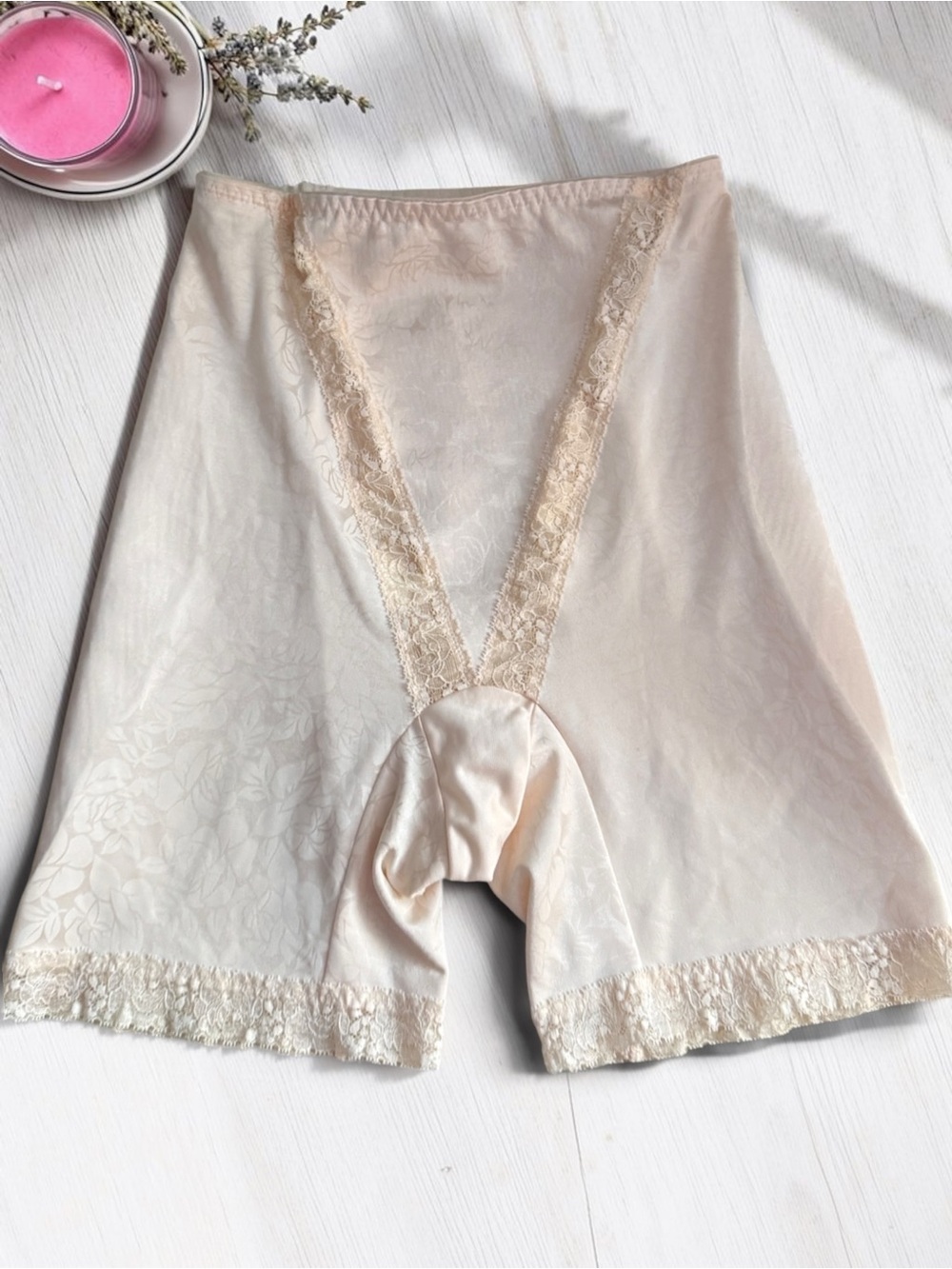 Vintage Plantex 1980 Secret Style 2886 Shaper Girdle Short Lace Floral size M